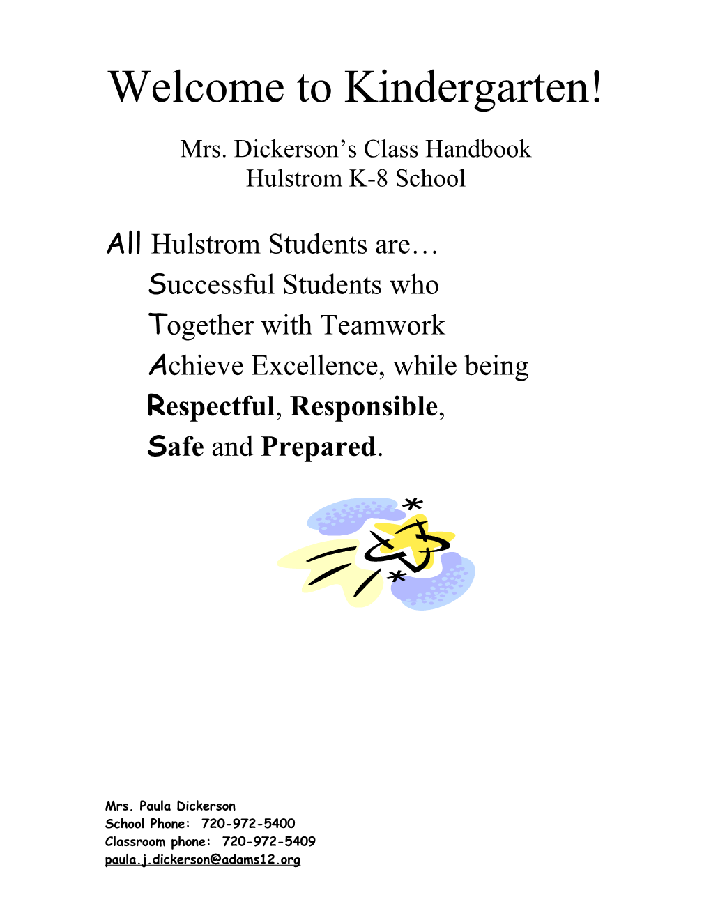 Mrs. Dickerson S Class Handbook