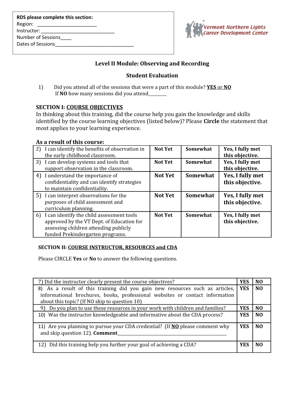 Level II Module: Observing and Recording