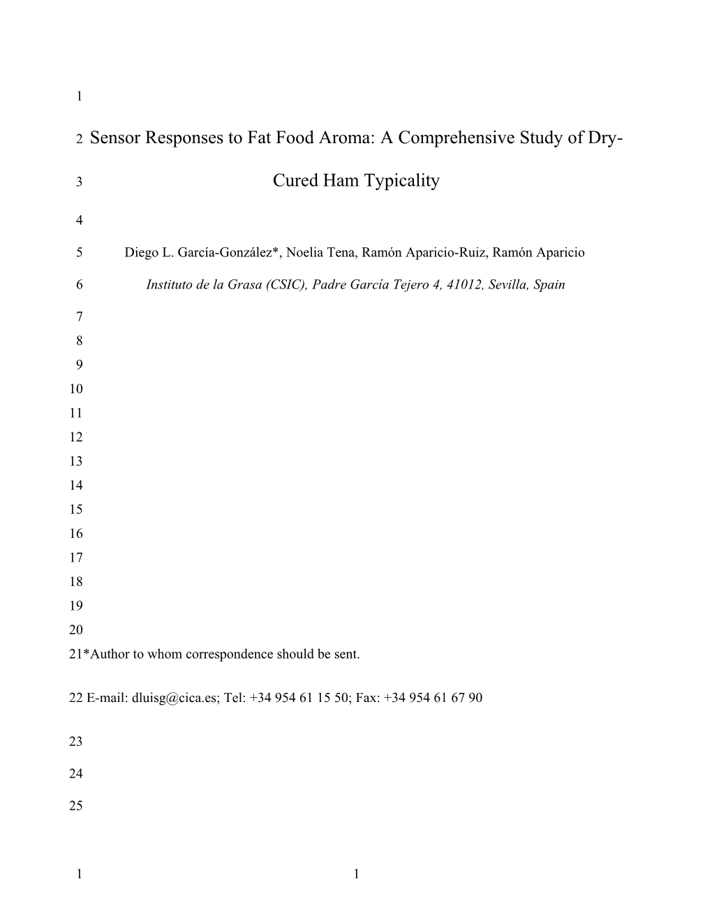 A Comprehensive Study of Sensor Responses to Fat Food Aroma: the Particular Case of Dry