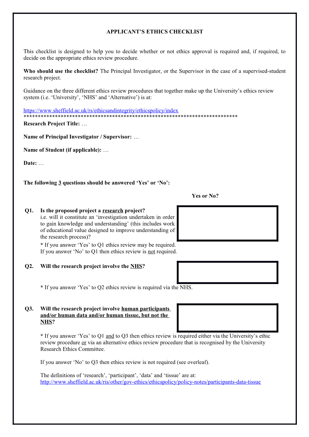 Guidance for Academic Departments