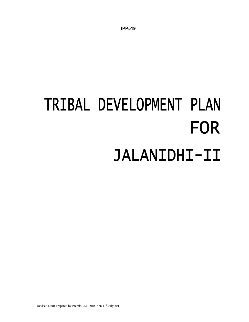 Tribal Development Plan for Jalanidhi -2