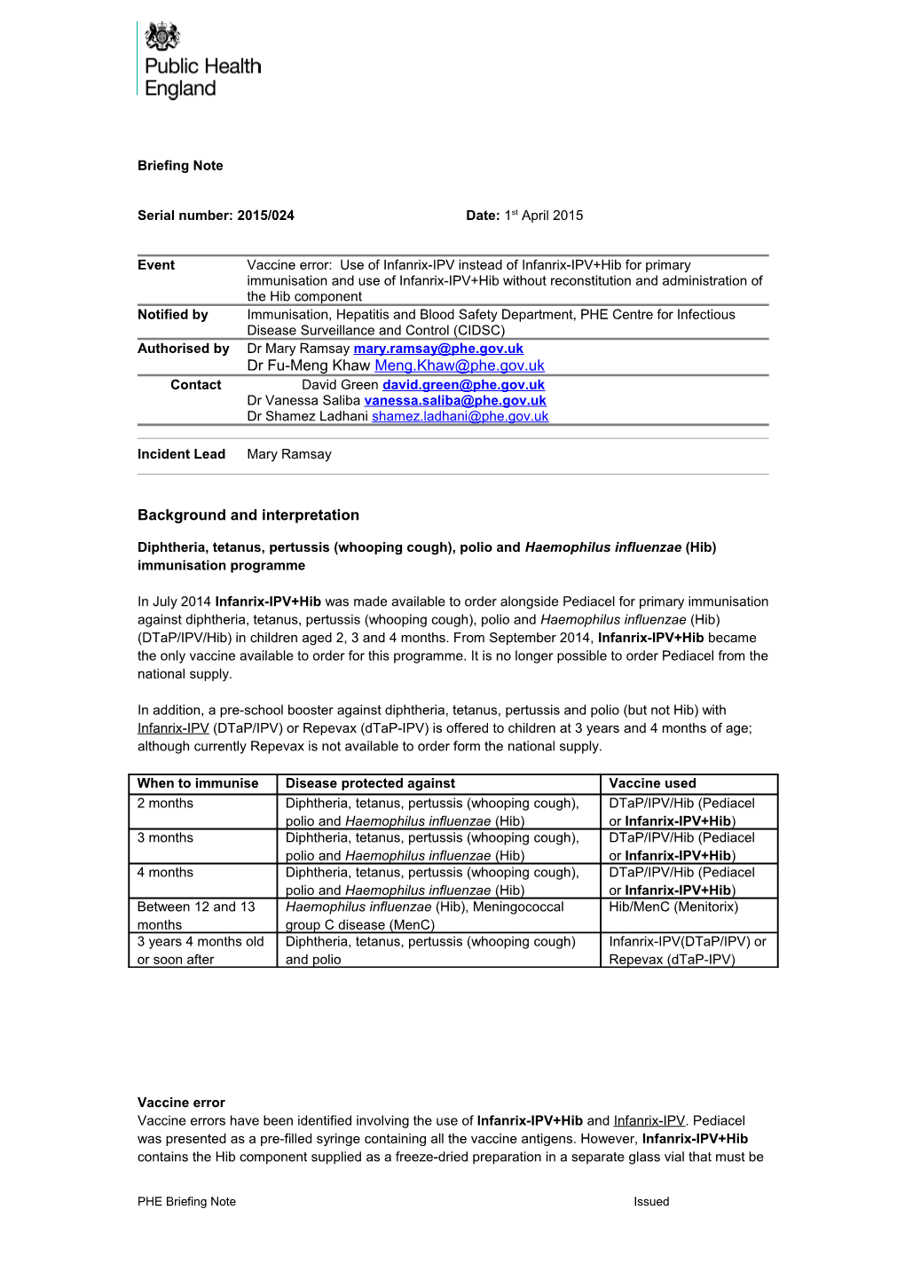 Briefing Note Template