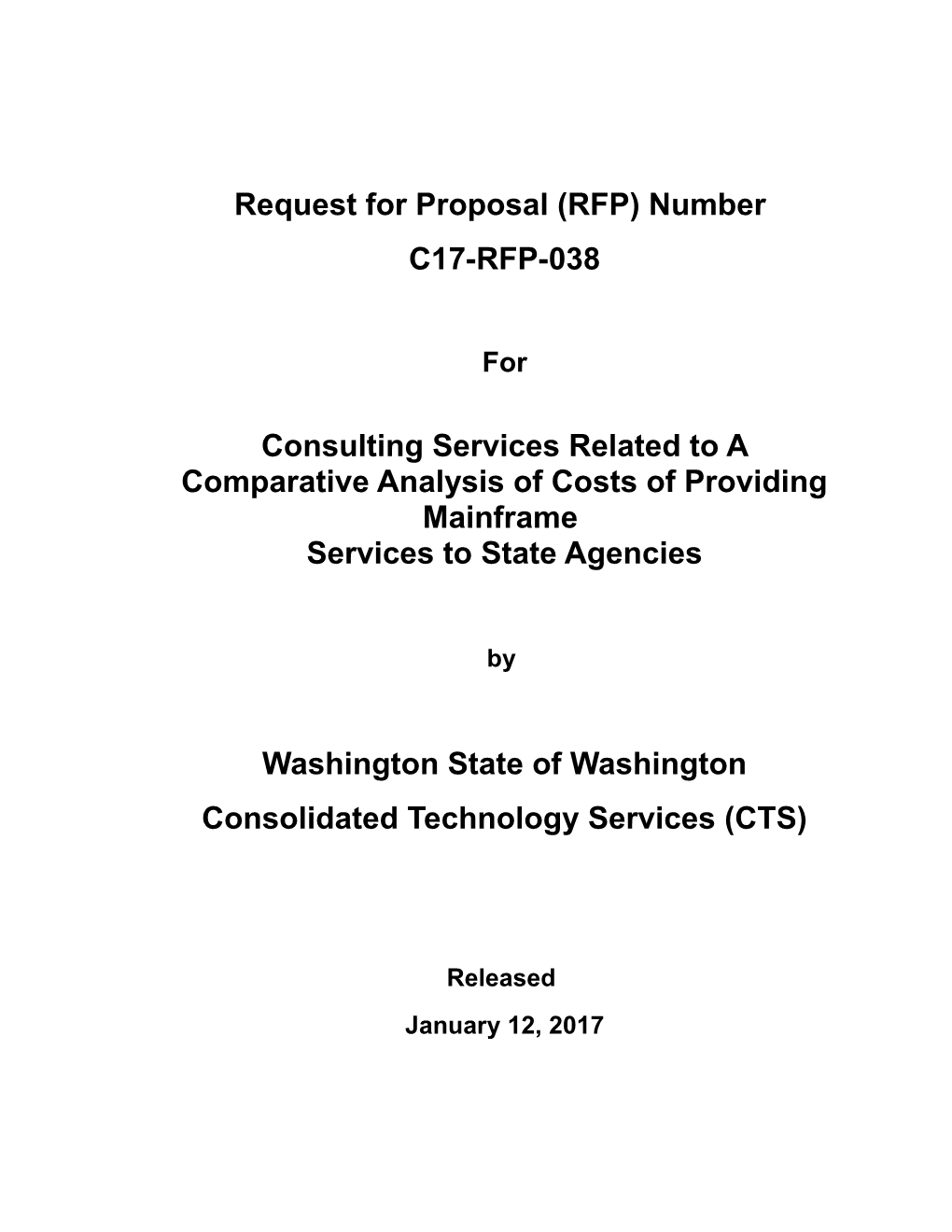 Request for Proposal(RFP) Number