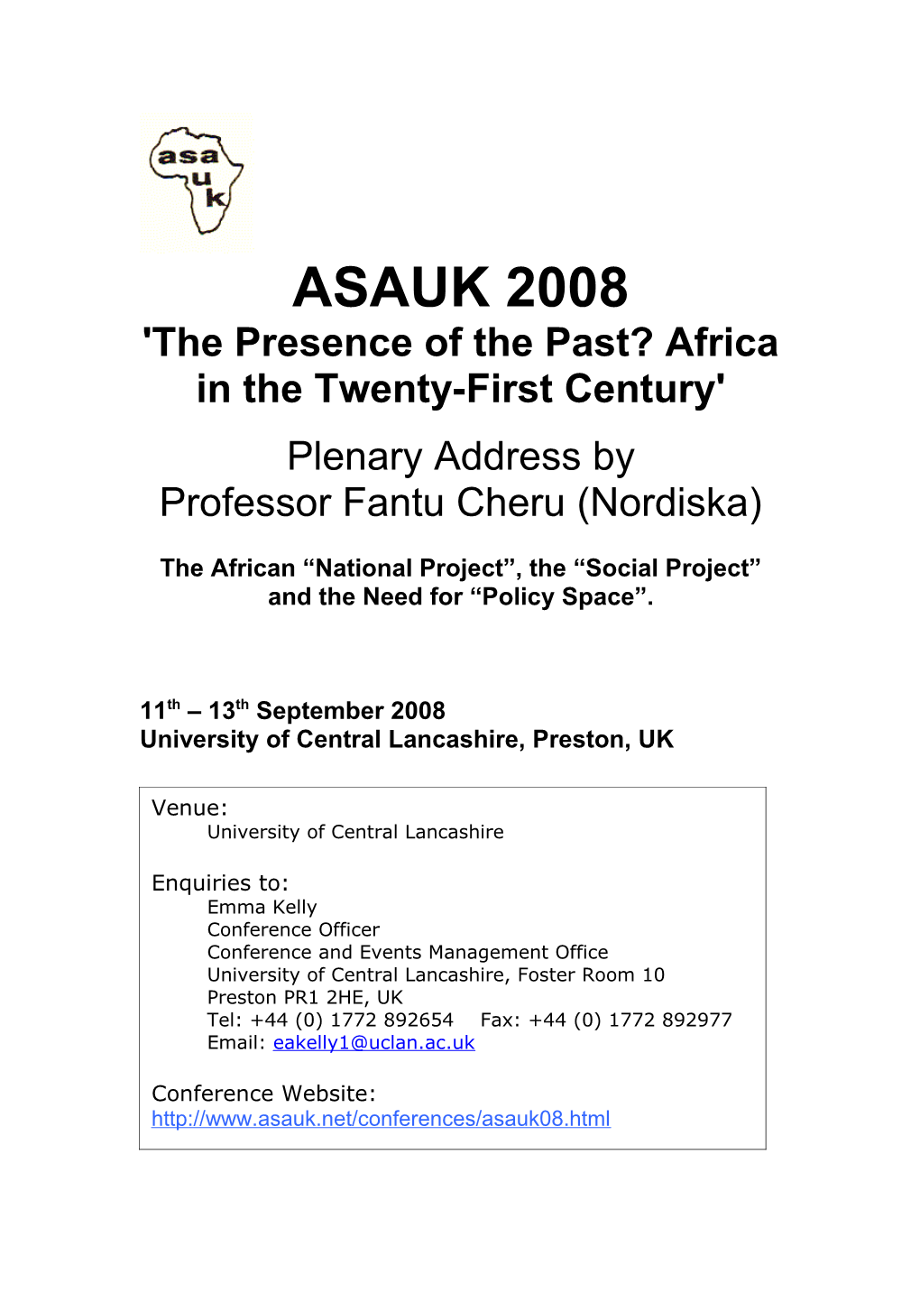 'The Presence of the Past? Africa in the Twenty-First Century'