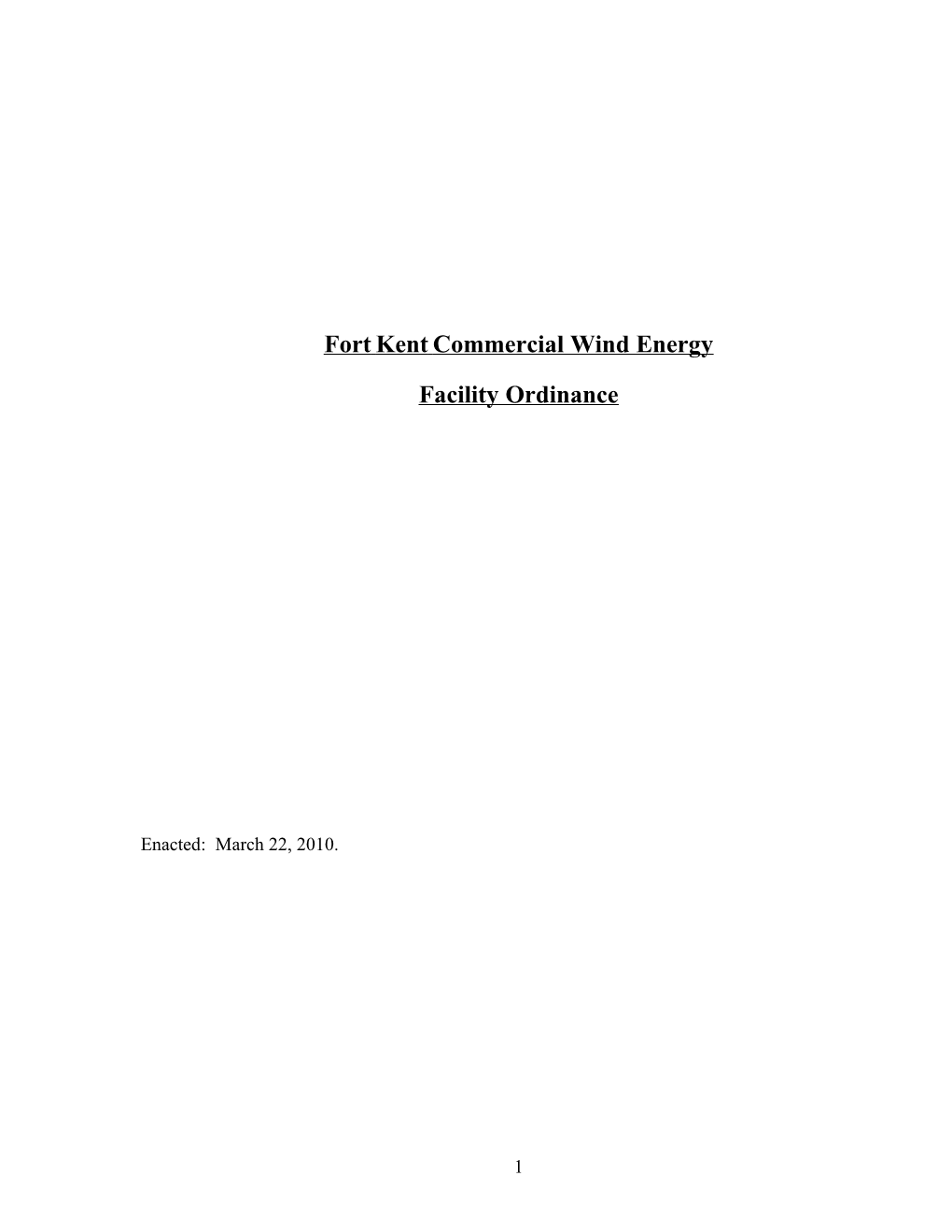 Fort Kent Commercial Wind Energy