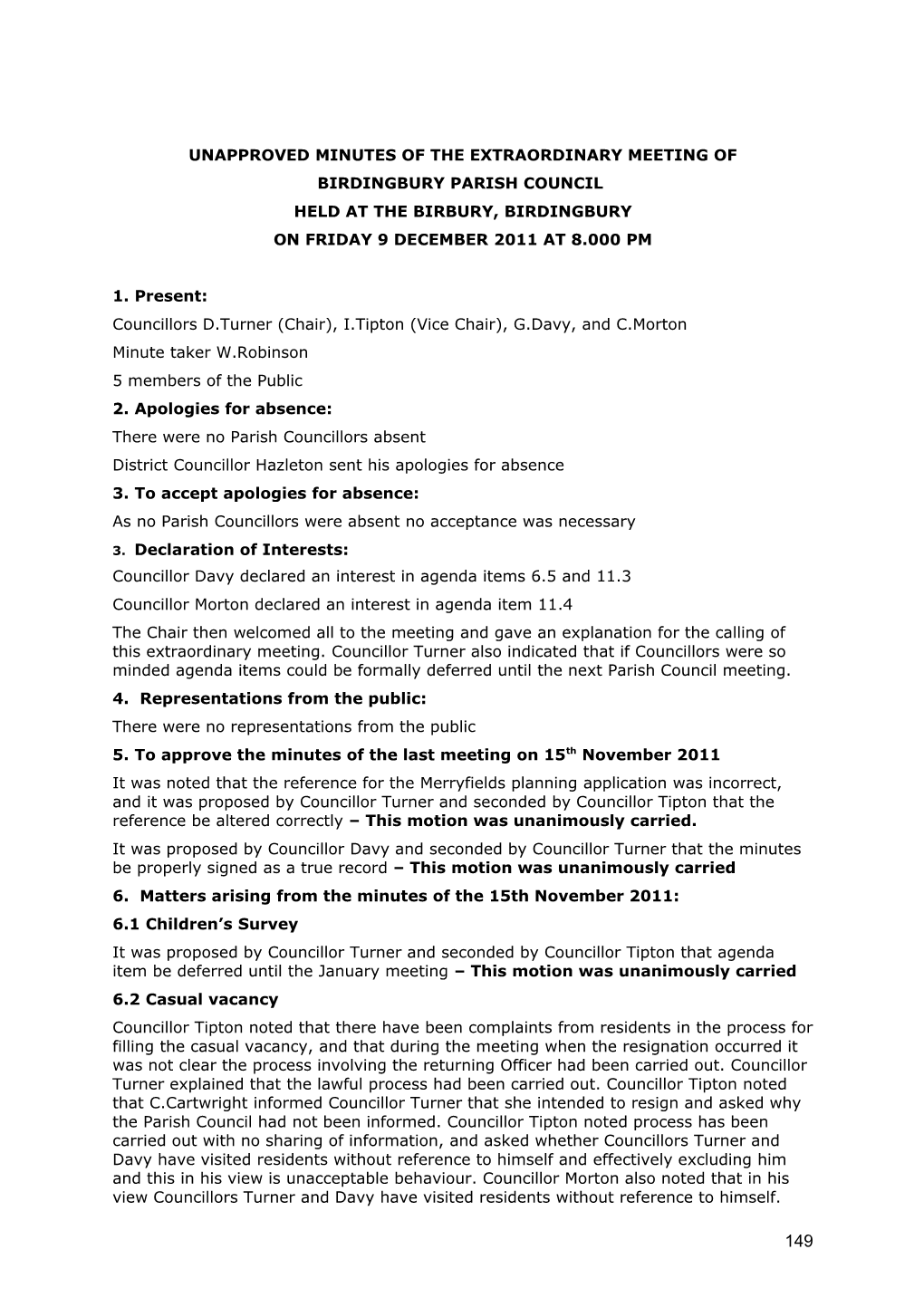Minutes of the Balsall Parish Council Meeting