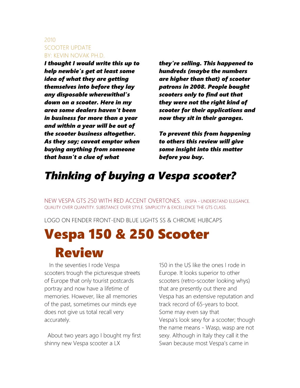 Thinking of Buying a Vespa Scooter?
