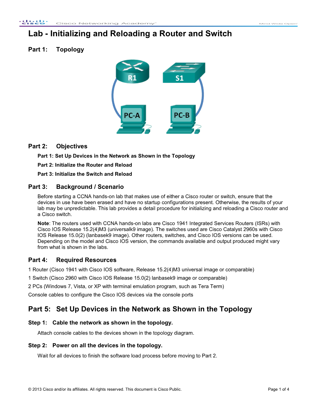 Initializing and Reloading a Router and Switch