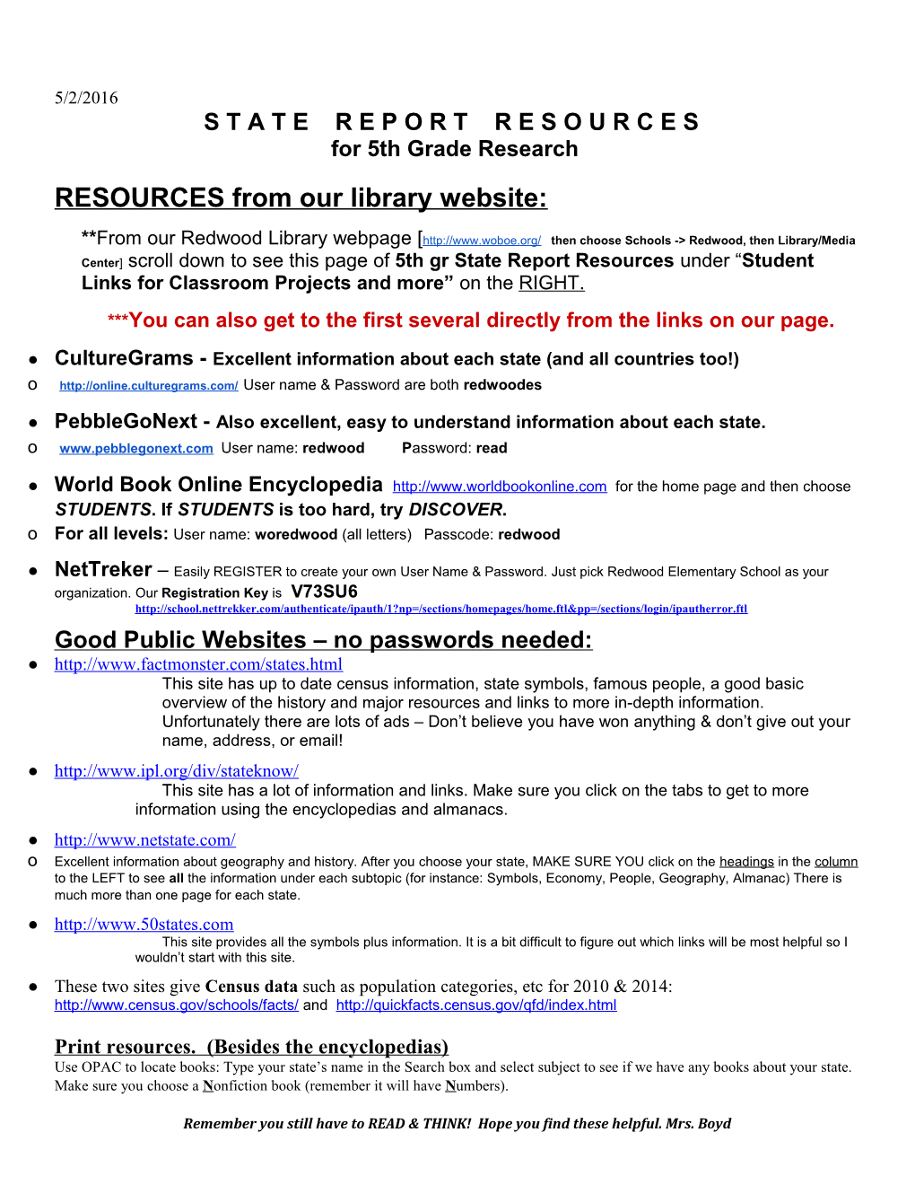 RESOURCES from Our Library Website