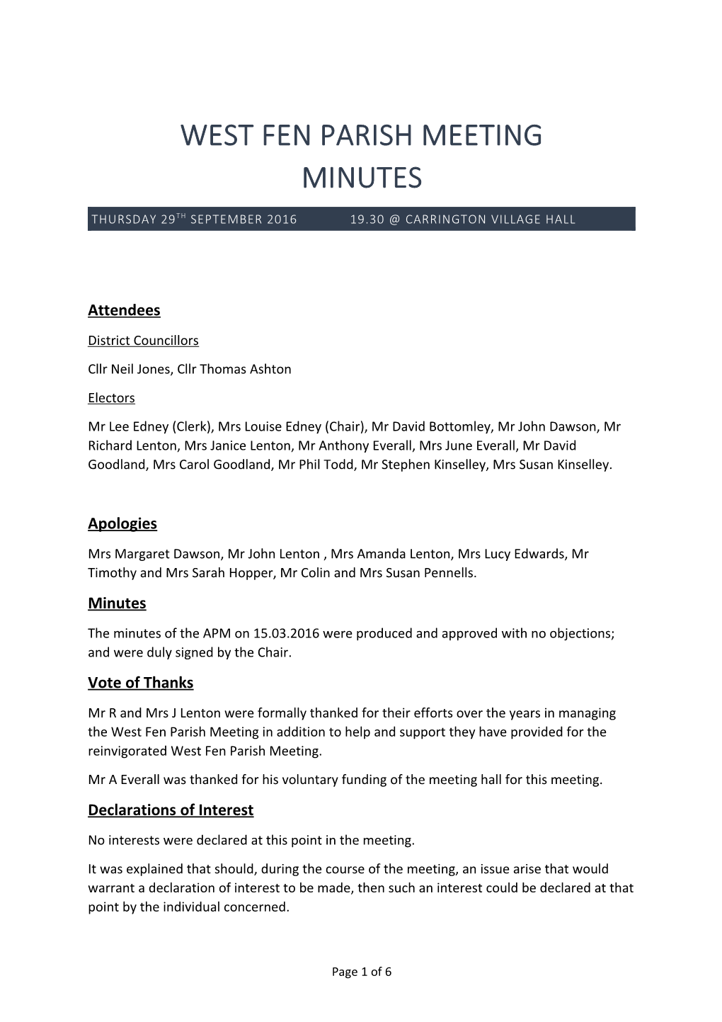 West Fen Parish Meeting