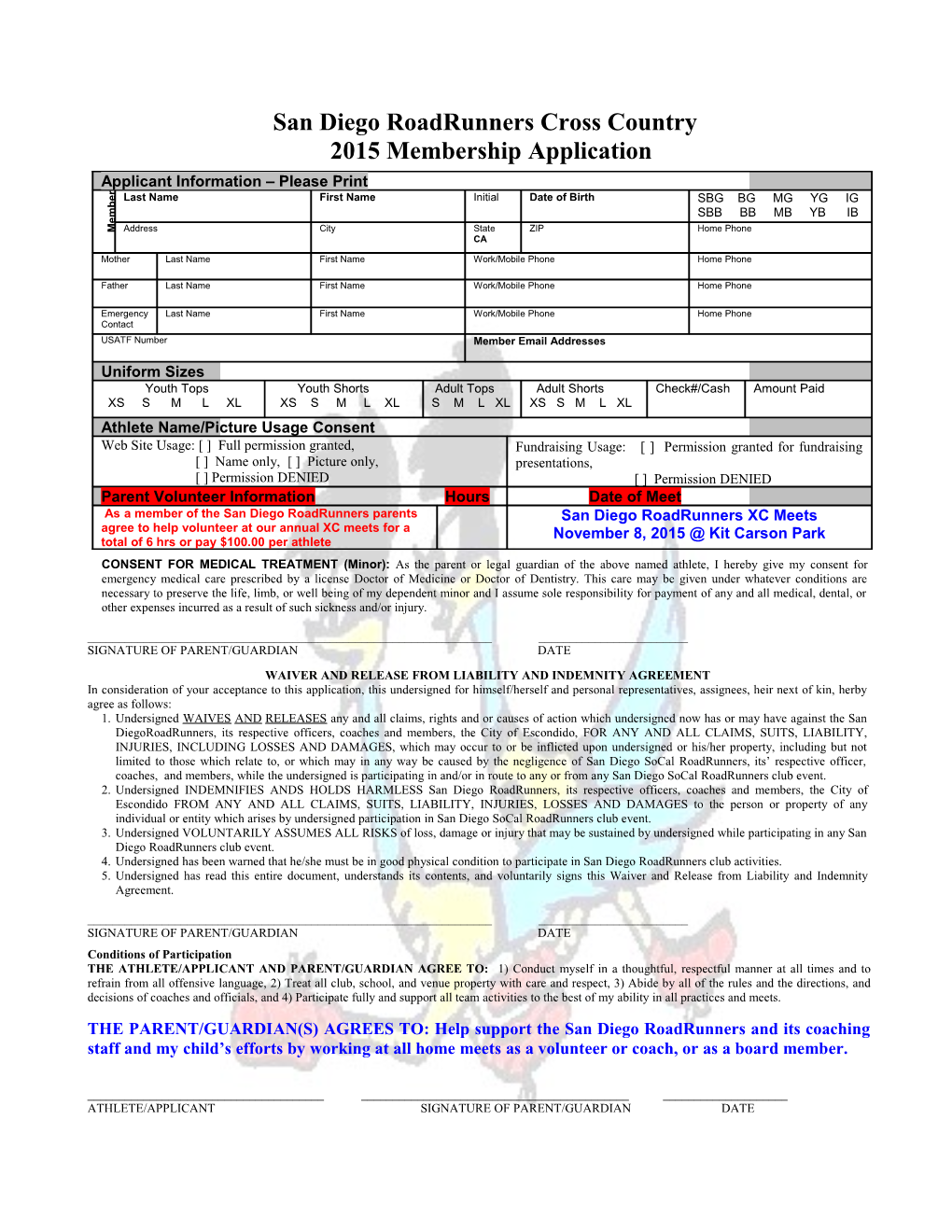 San Diego Roadrunners Youth Track/Cross Country Club