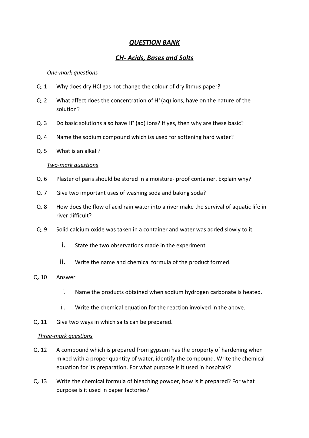 CH- Acids, Bases and Salts