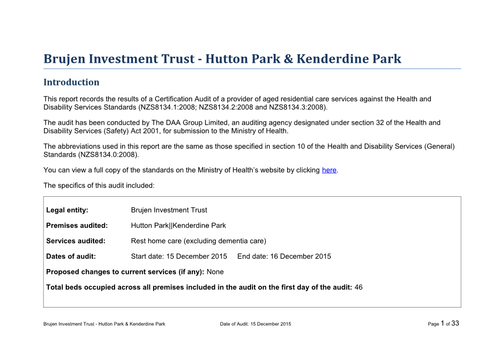 Brujen Investment Trust - Hutton Park & Kenderdine Park