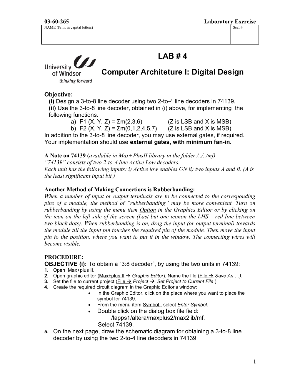 Computer Architeture I: Digital Design