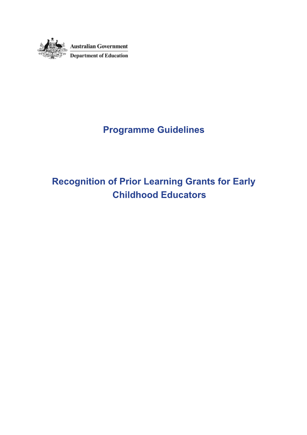 Recognition of Prior Learning Grants for Early Childhood Educators