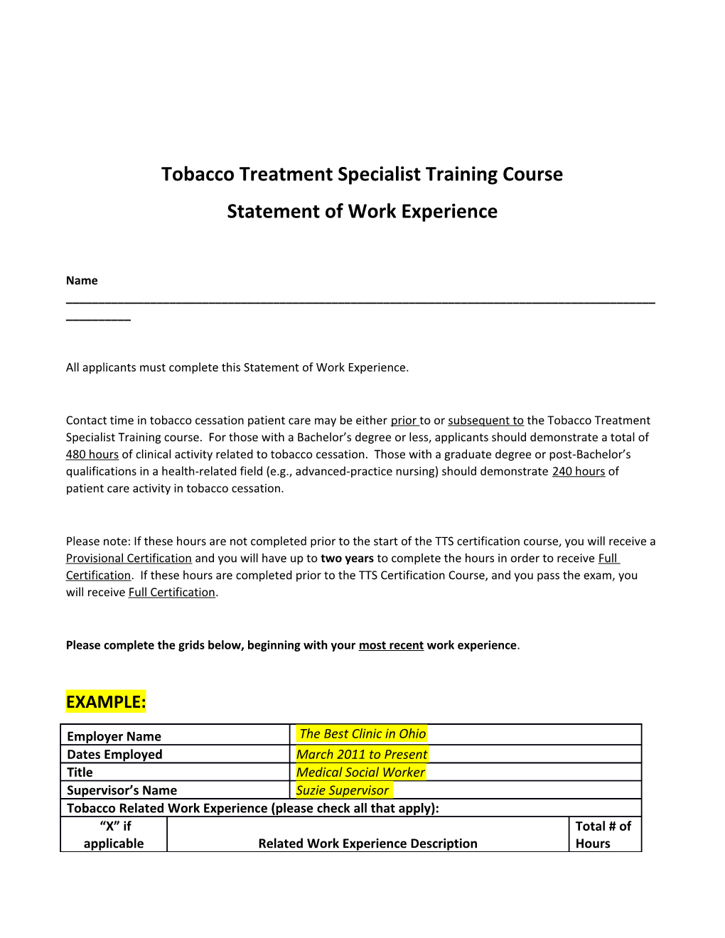 Tobacco Treatment Specialist Training Course