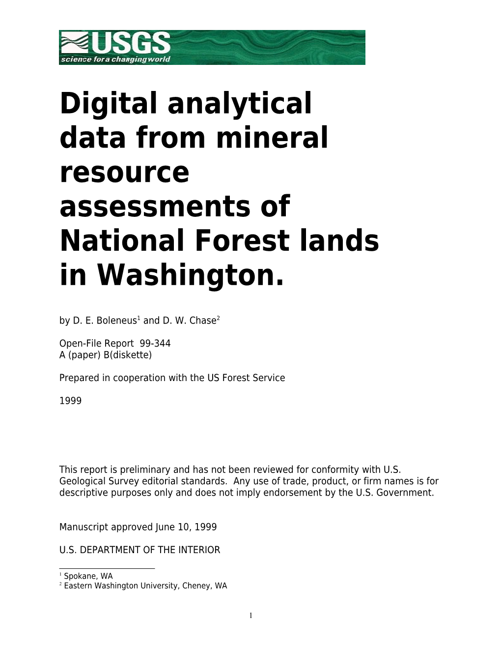 Digital Analytical Data from Mineral Resource Assessments of National Forest Lands In