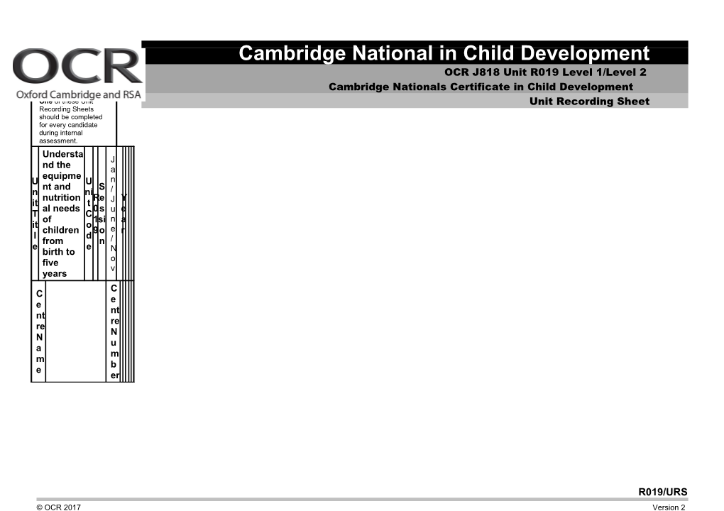 Cambridge National in Child Development