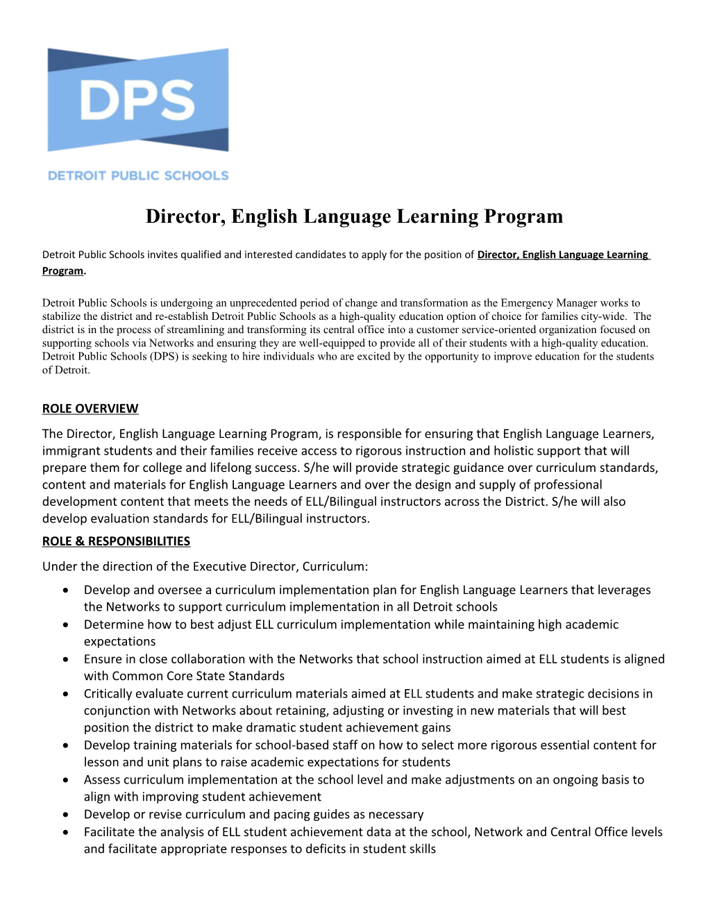 Director, English Language Learning Program