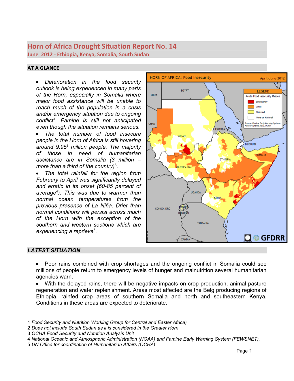 June 2012- Ethiopia, Kenya, Somalia, South Sudan