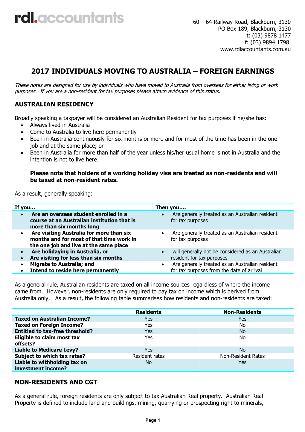 2017Individuals Moving to Australia Foreign Earnings