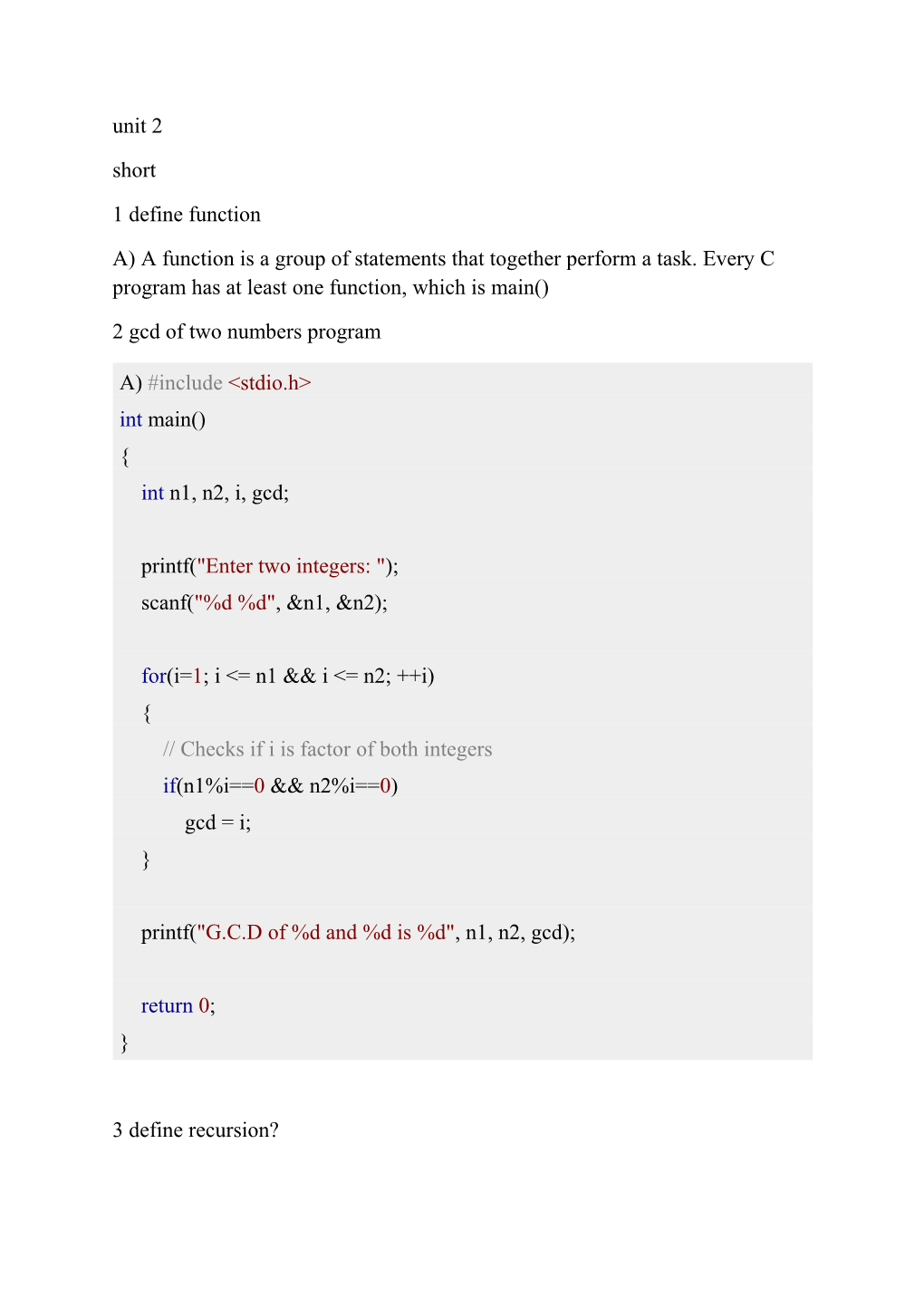 2 Gcd of Two Numbers Program