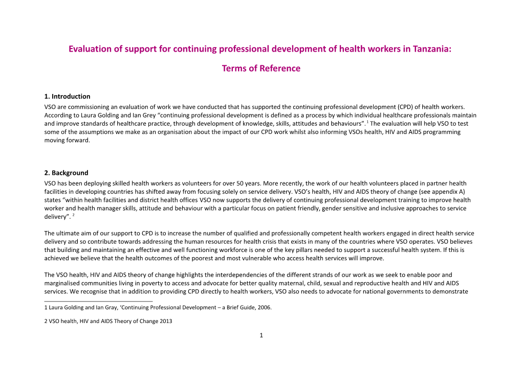 Evaluation of Support for Continuing Professional Development of Health Workers in Tanzania