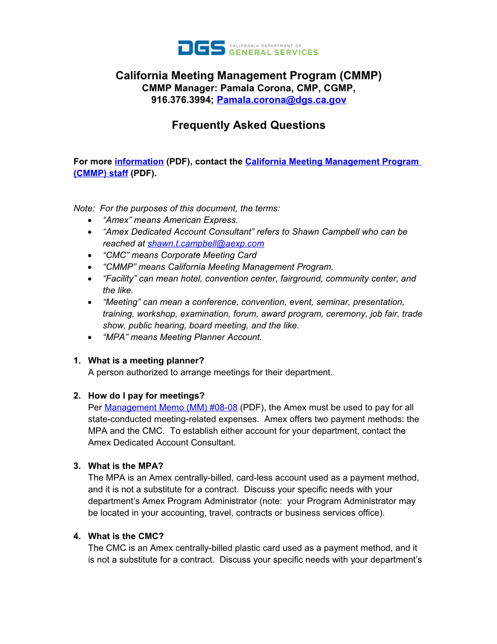 California Meeting Management Program (CMMP)