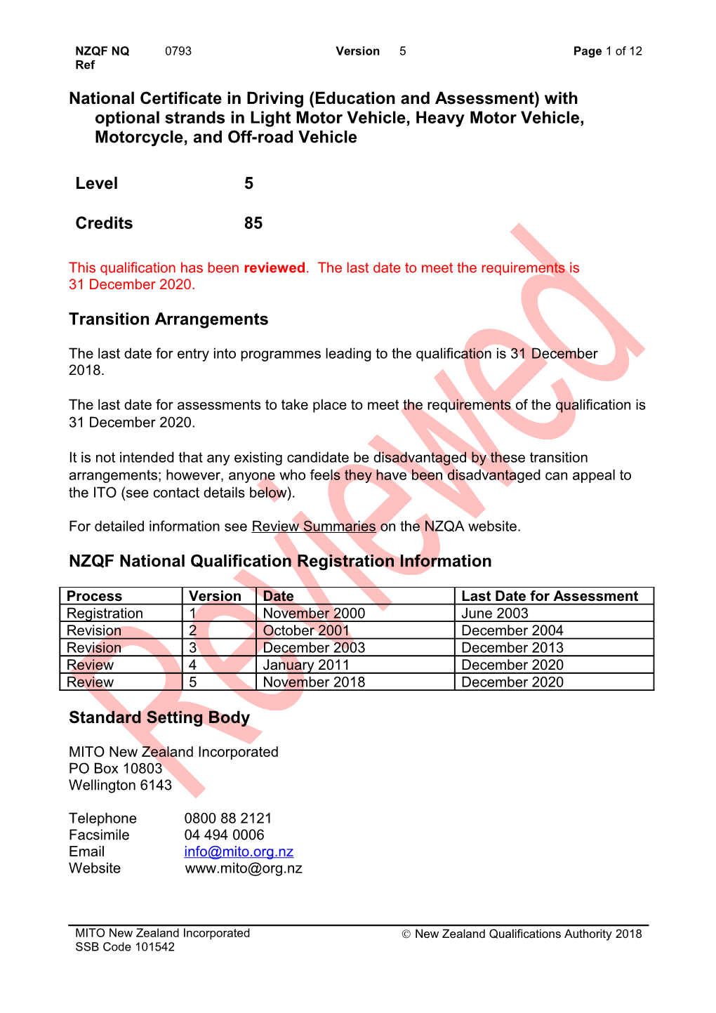 0793 National Certificate in Driving (Education and Assessment) with Optional Strands In