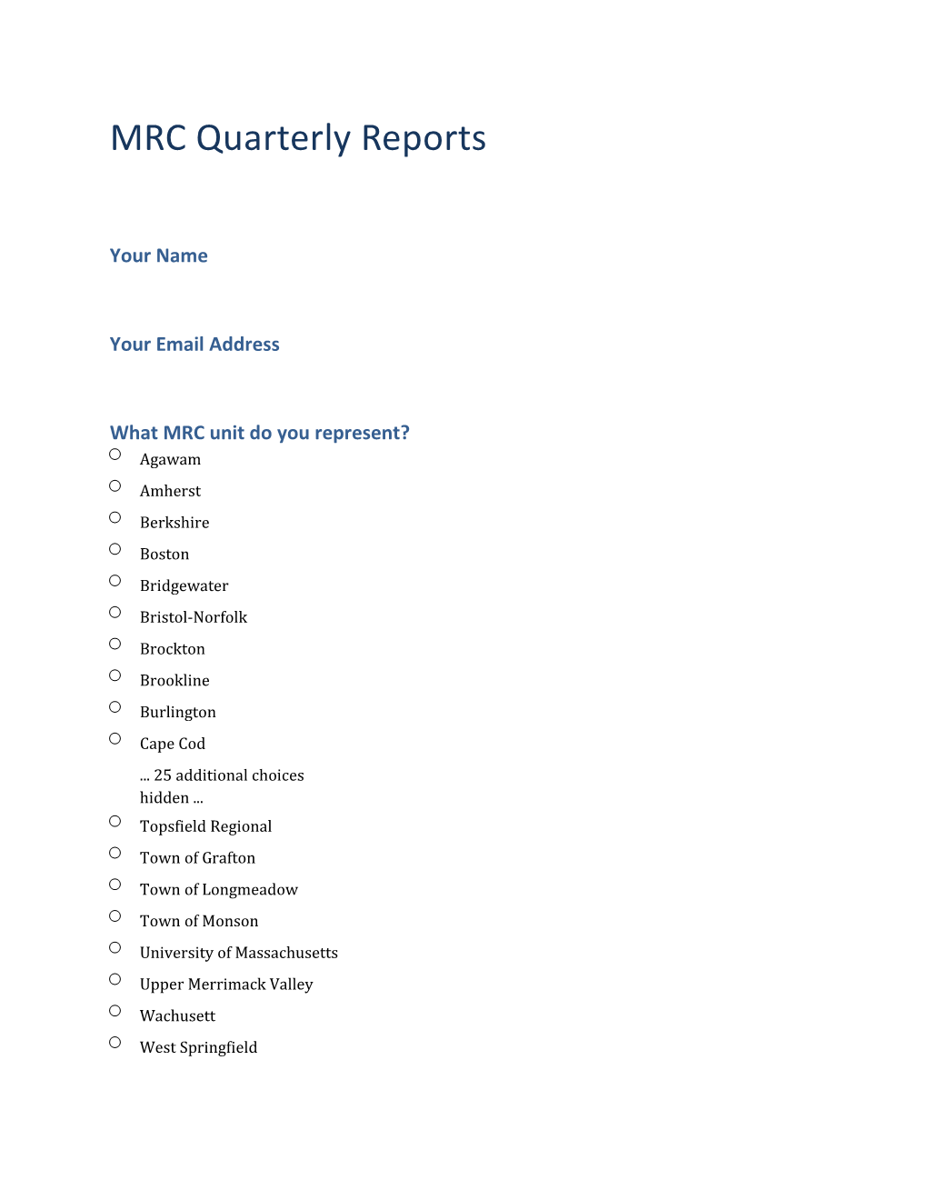 MRC Quarterly Reports