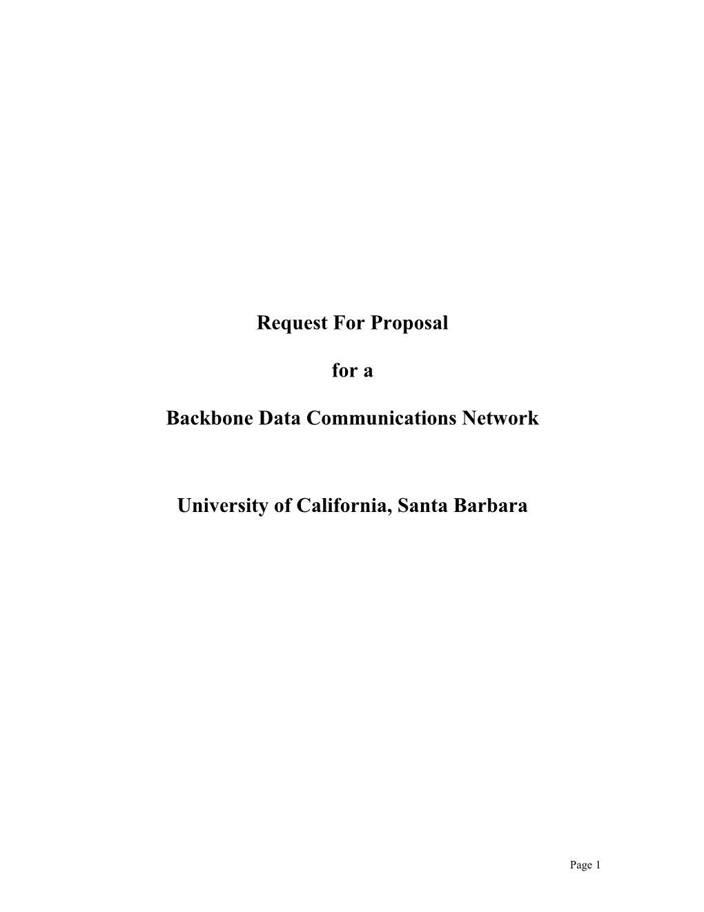 UCSB Backbone Data Communications Network RFP SX-3161