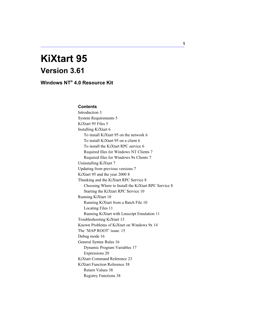 Kixtart95 Version 3.61 Windowsnt 4.0 Resource Kit
