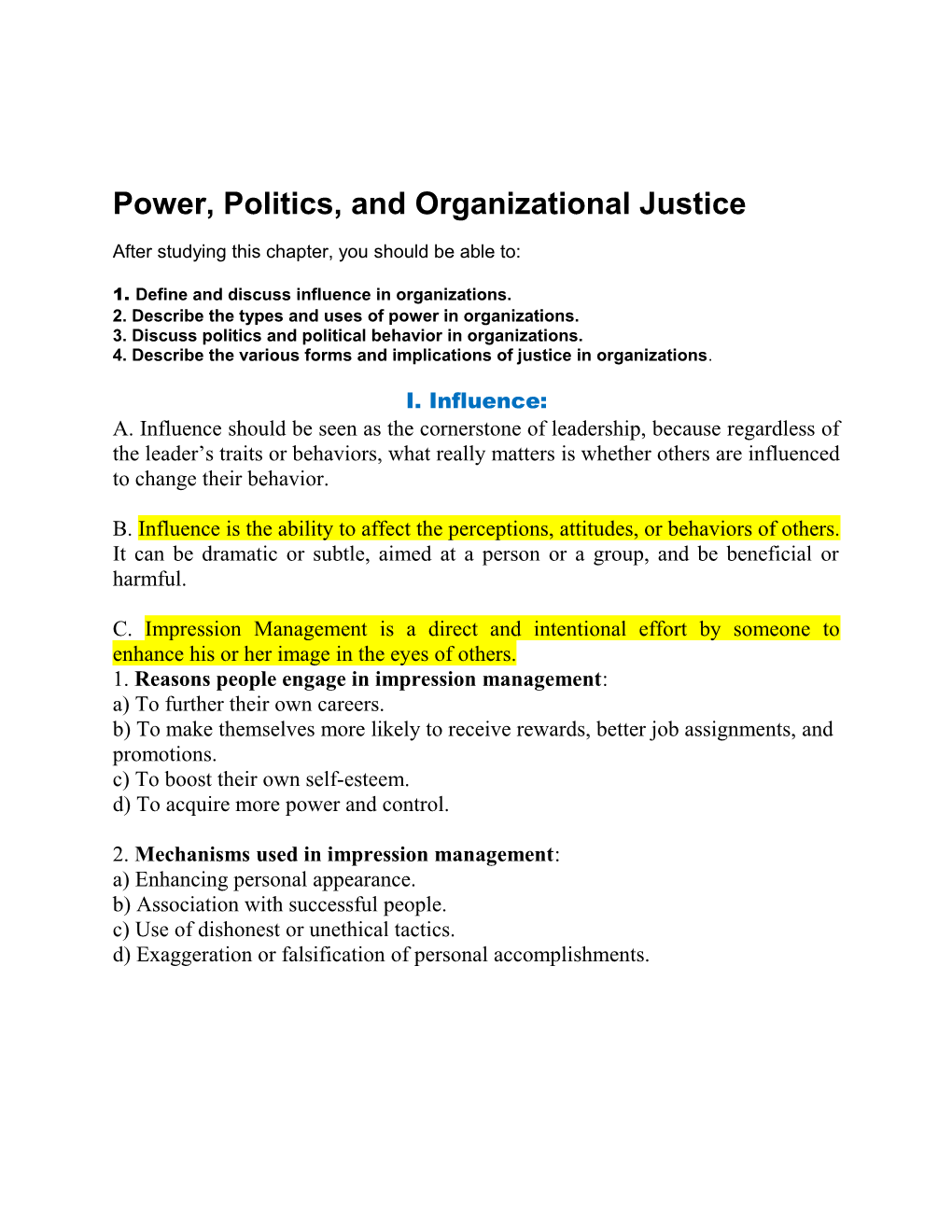 Power, Politics, and Organizational Justice
