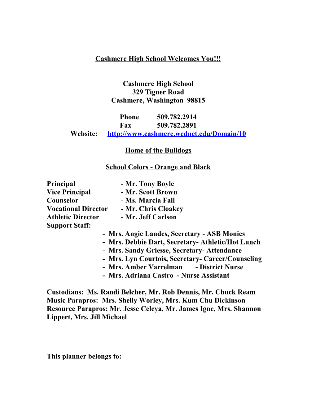 2004-2005 Cashmere High School