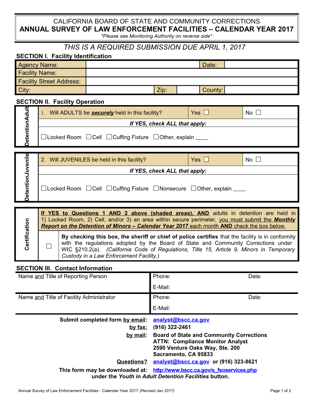 2011 CSA Survey of Law Enforcement Facilities