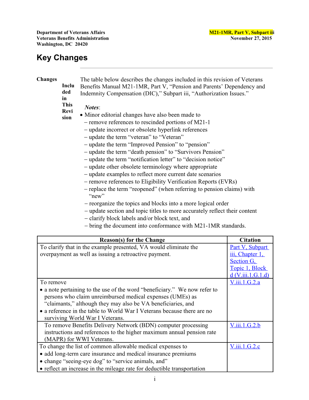 Department of Veterans Affairsm21-1MR, Part V, Subpart Iii