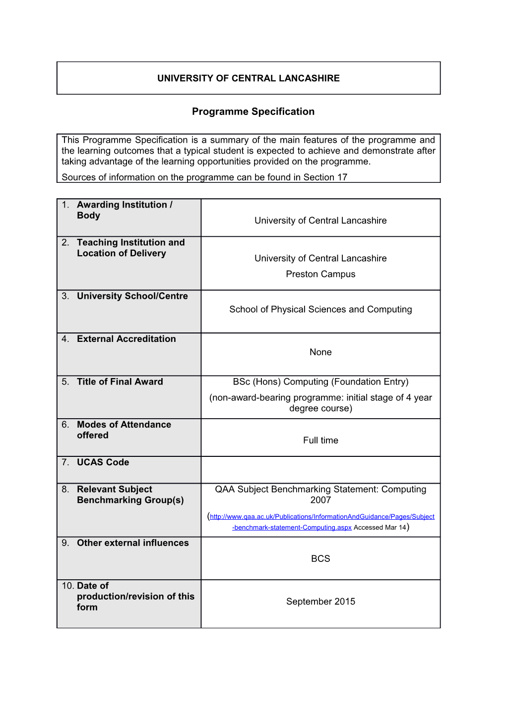 Bsc Hons Computing Foundation Entry 2016