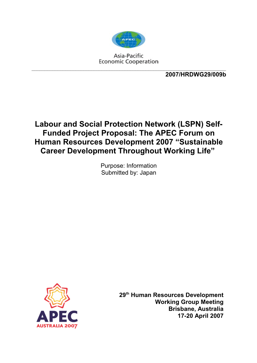 Labour and Social Protection Network (LSPN) Self-Funded Project Proposal: the APEC Forum