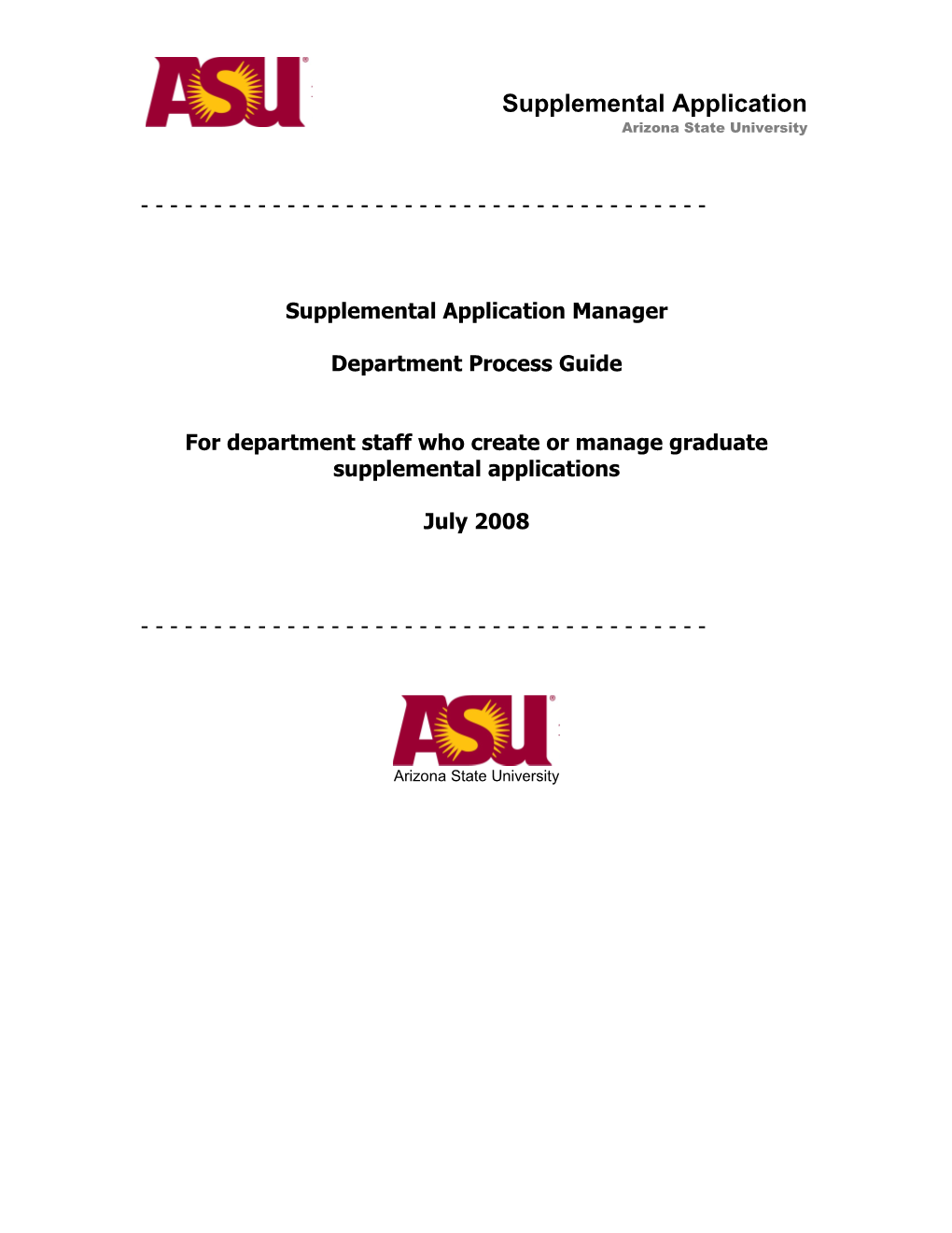 For Department Staff Who Create Or Manage Graduate Supplemental Applications