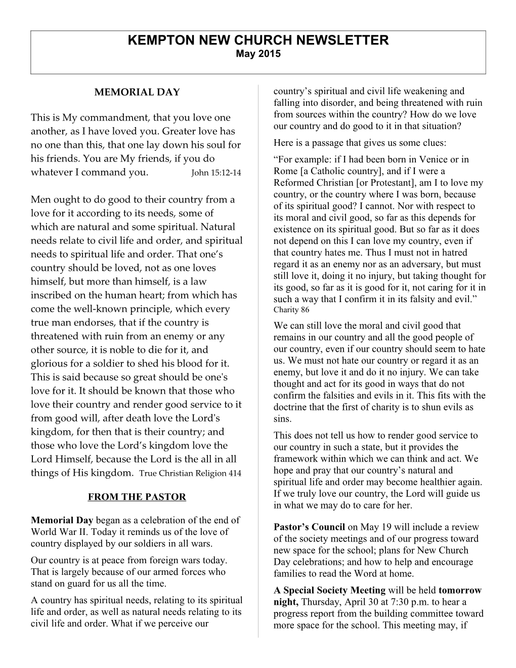 KEMPTON NEW CHURCH NEWSLETTER - May 2015 Page 1