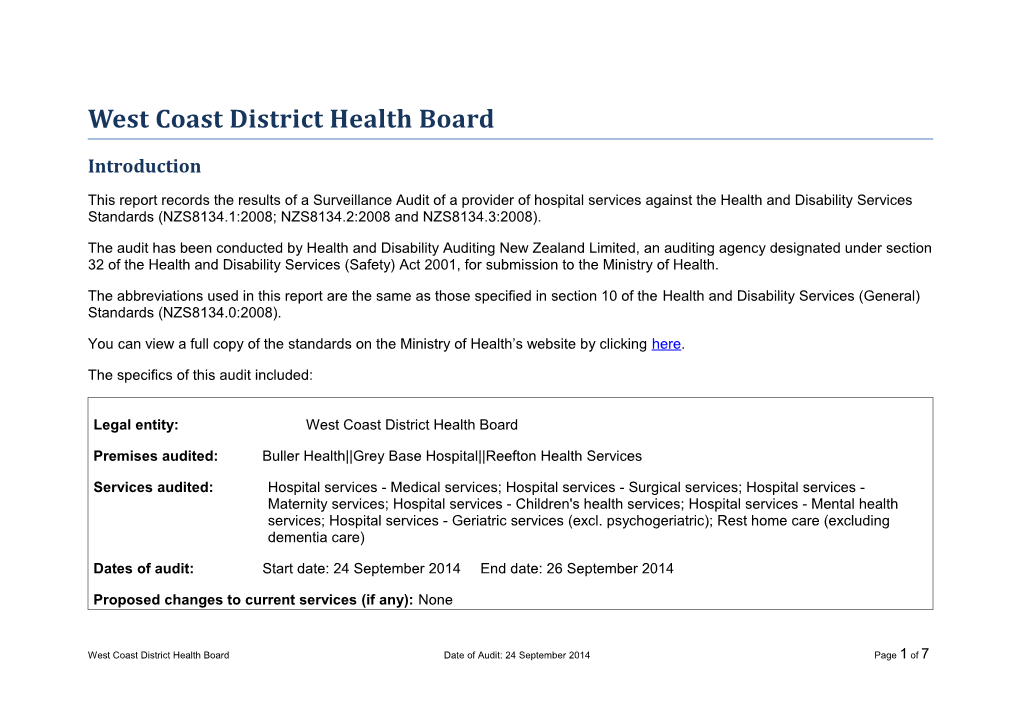 West Coast District Health Board