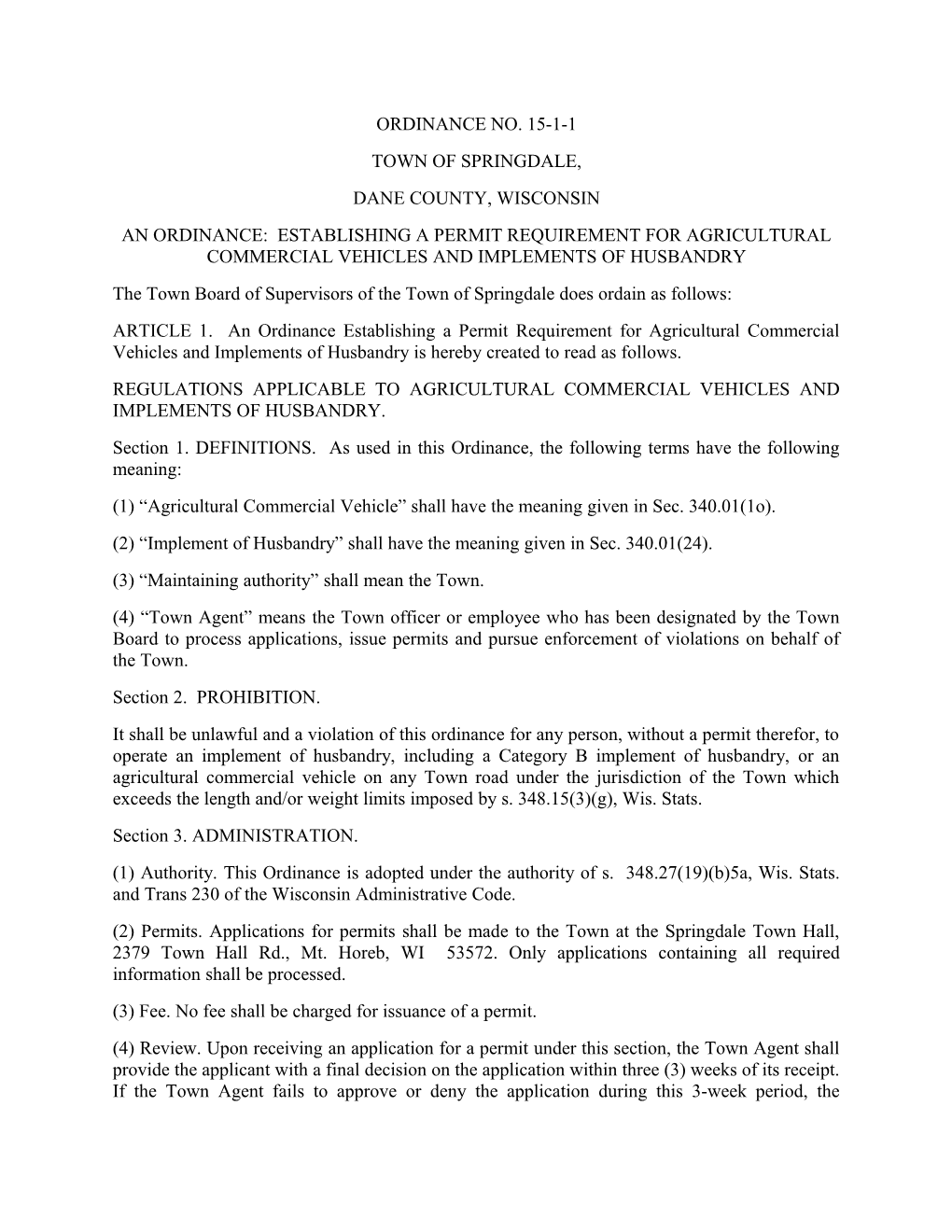 Model Ordinance on Implements of Husbandry Version 2 (00190479)