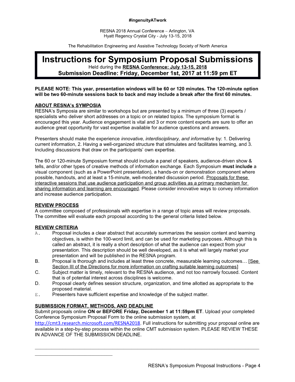 Instructions for Symposiumproposal Submissions