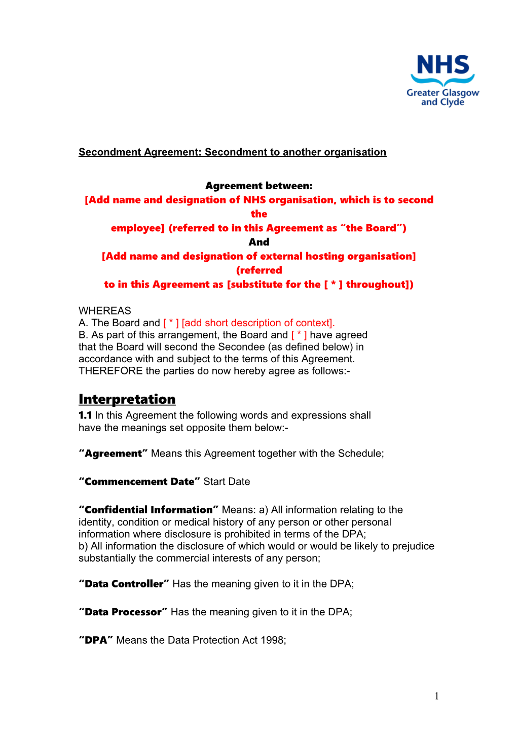 Model Secondment Agreement