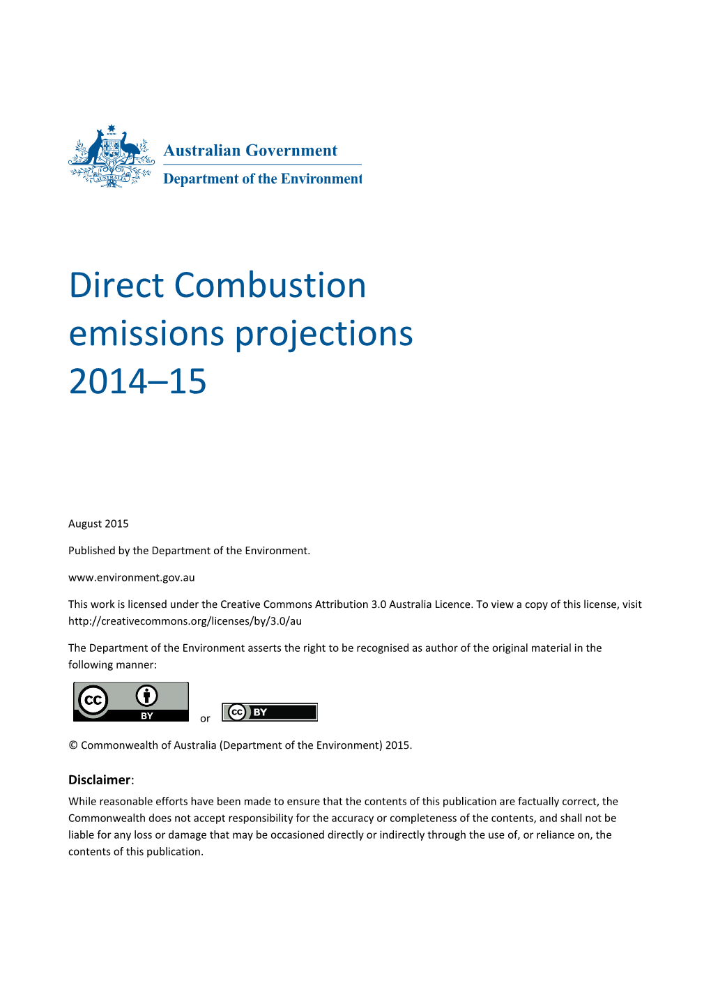 Direct Combustion Emissions Projections 2014 15