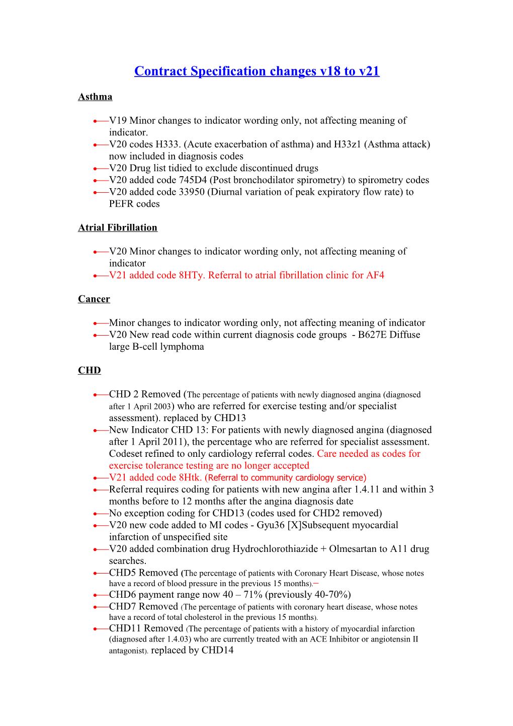 Contract Specification Changes V9 to V10