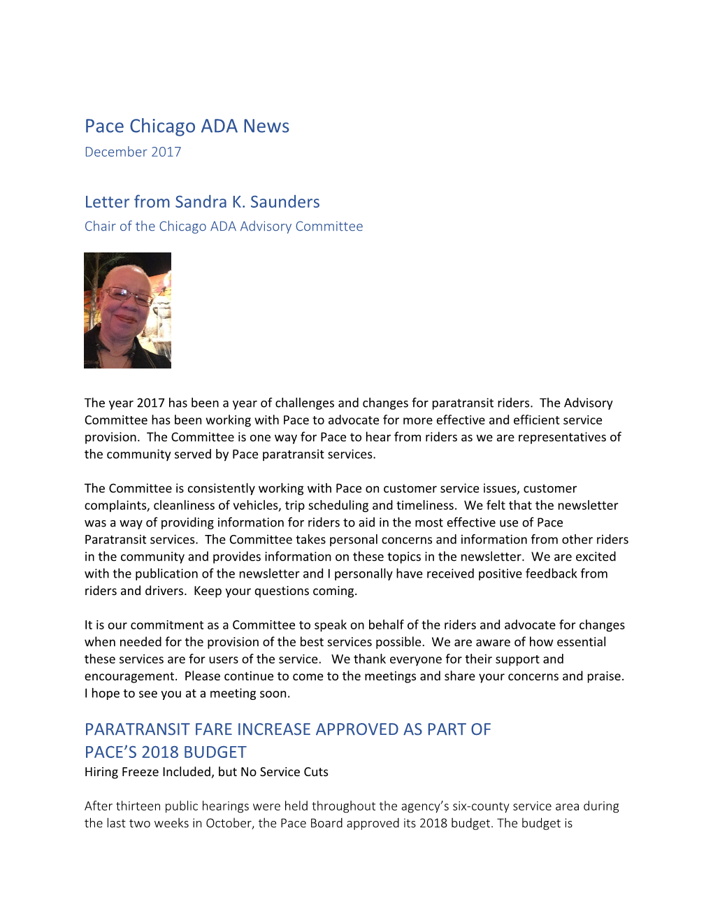Pace Chicago ADA News