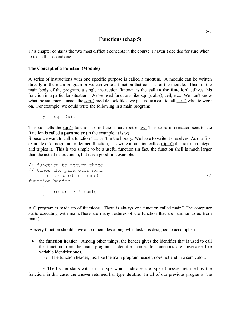 Functions (Chap 5)