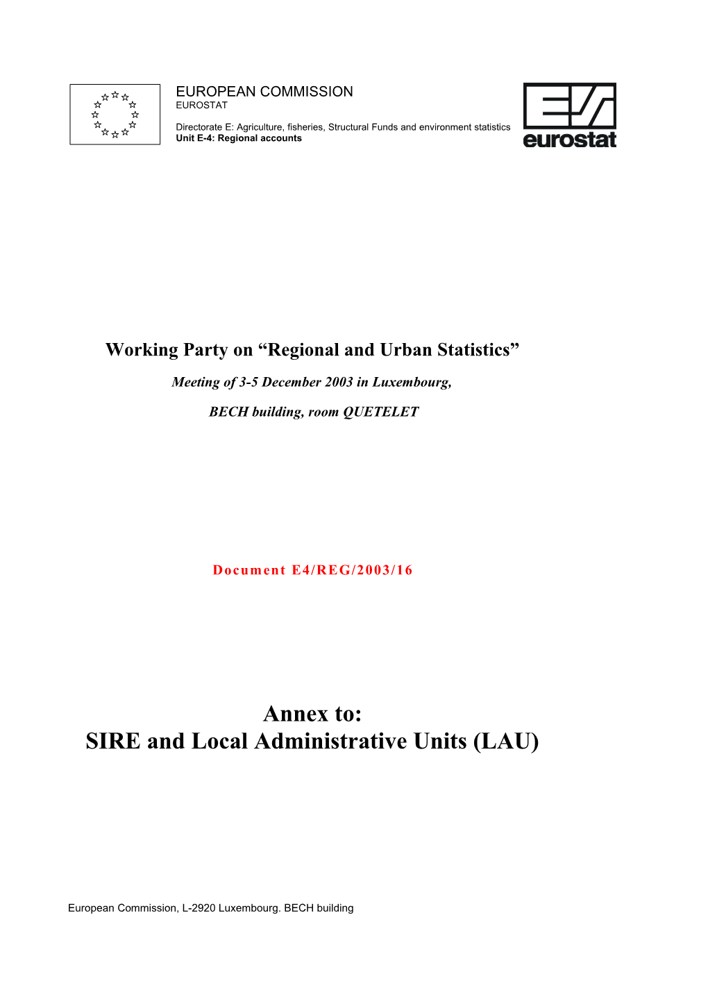 SIRE and Local Administrative Units (LAU)