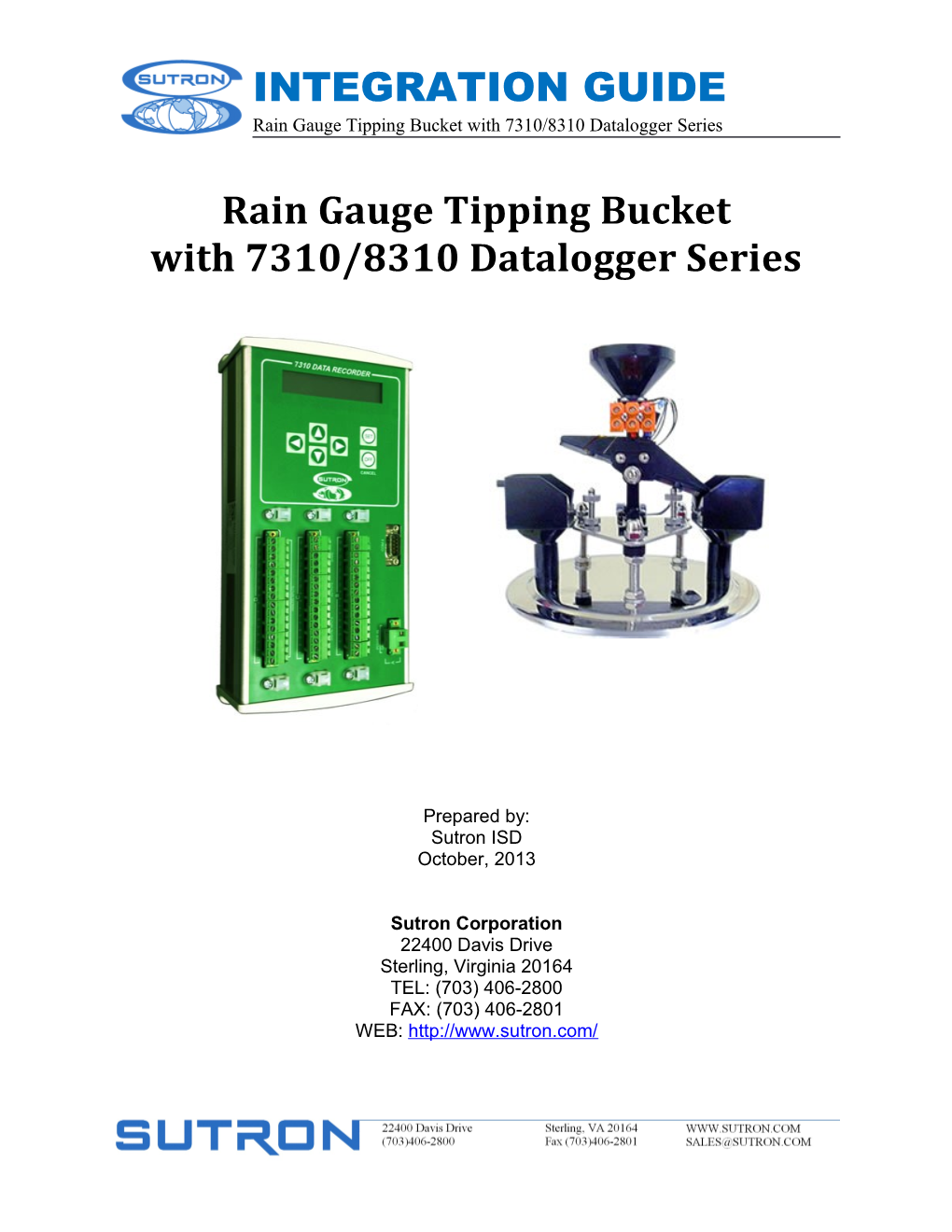 Rain Gauge Tipping Bucket with 7310/8310 Datalogger Series
